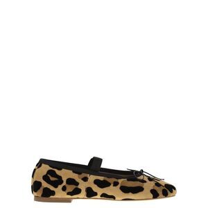 Anniel Women Leather Ballerina With Animal Pattern And Elastic Band